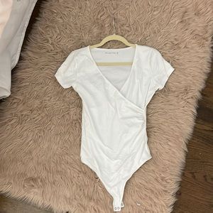 Abercrombie White Short Sleeve Bodysuit Size M